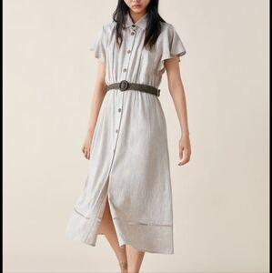 ZARA Linen Button-Down Maxi Dress